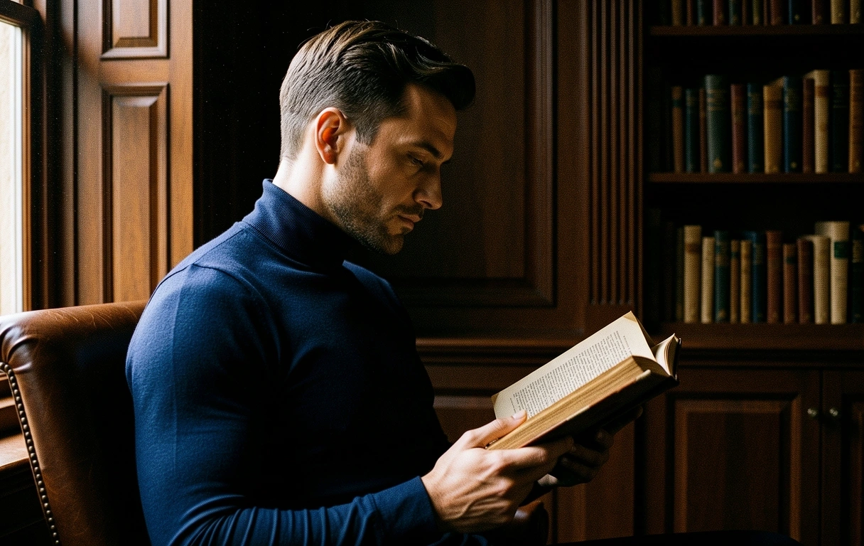 Mężczyzna w bibliotece
